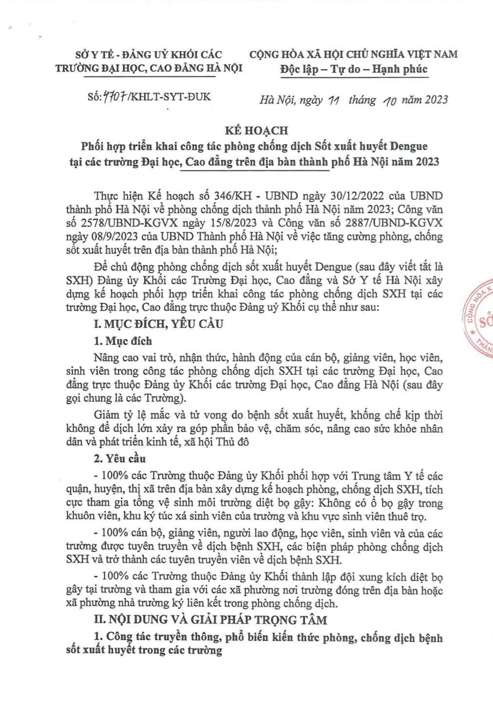 [ KẾ HOẠCH PHÒNG CHỐNG DỊCH SỐT XUẤT HUYẾT DENGUE NĂM 2023]